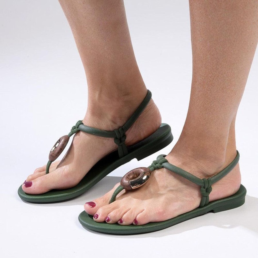 Slippers & Flats Grendha | Grendha Rubina Slingback Thong Sandals Green