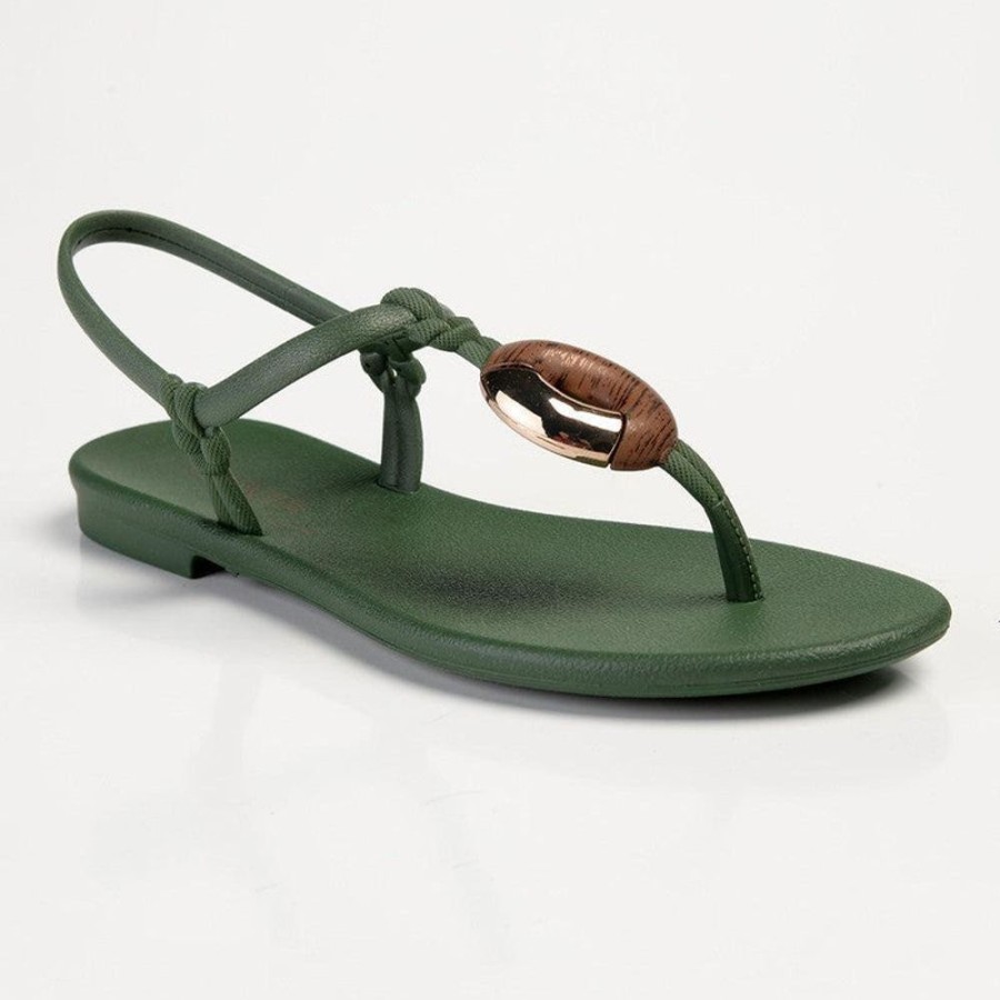 Slippers & Flats Grendha | Grendha Rubina Slingback Thong Sandals Green