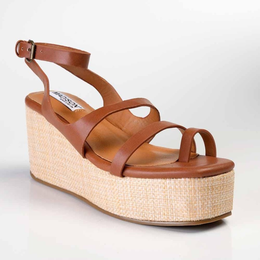 Espadrilles Madison Heart of New York | Madison Cara Strappy Wedge Sandal Tan