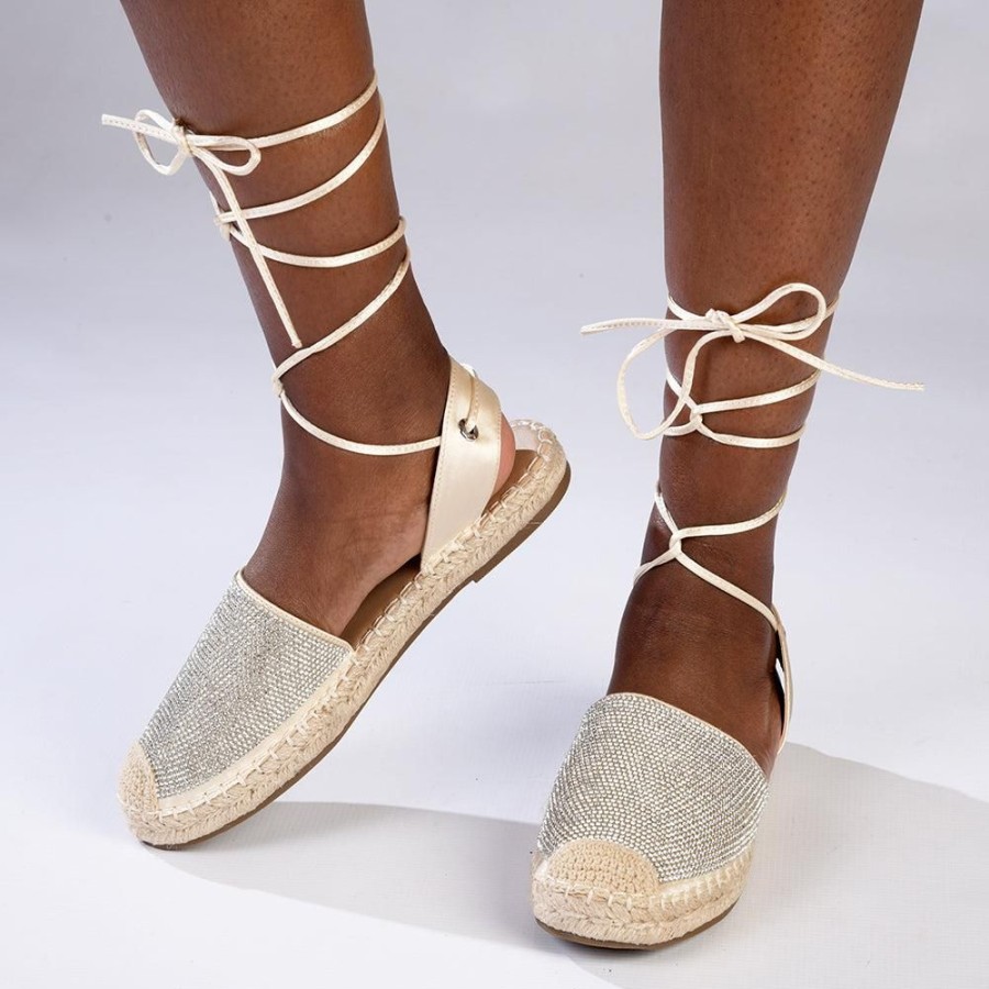 Espadrilles Madison Heart of New York | Madison Clementine Diamond Detailed Espadrille Gold