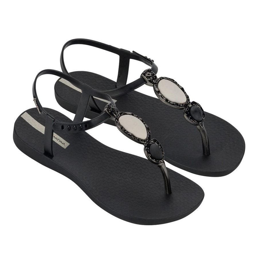 Slippers & Flats Ipanema | Ipanema Oval Trim Thong Sandals Black