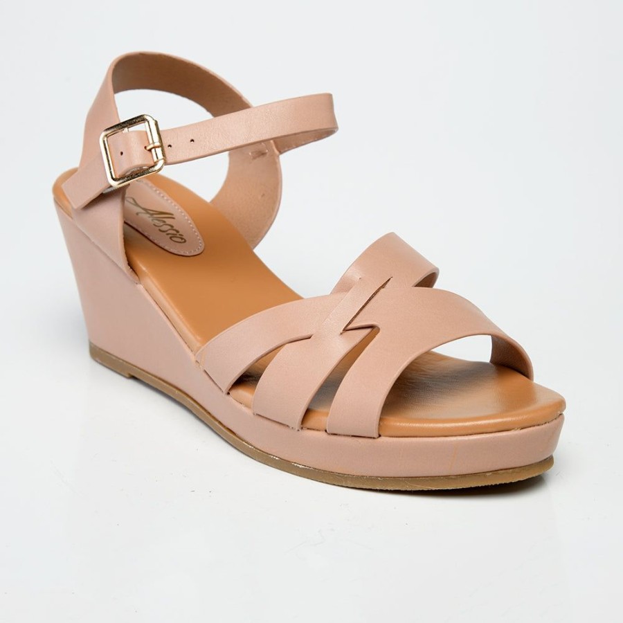 Wedges Alessio | Alessio Lea Strap Wedge Sandals Beige