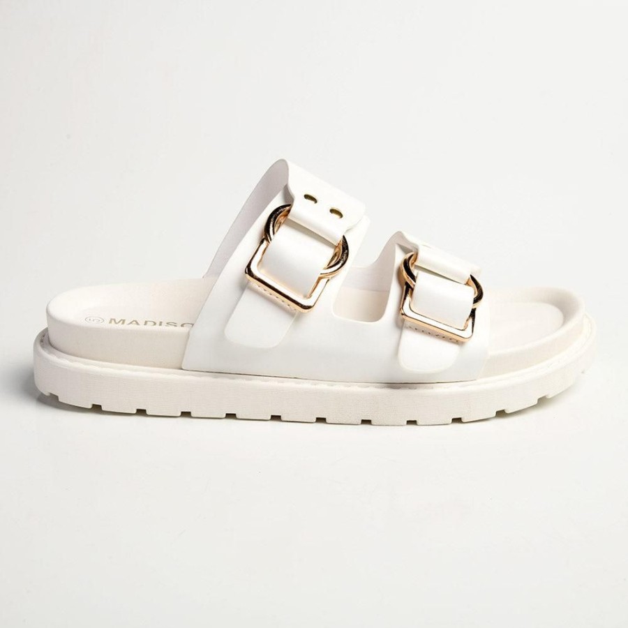 Sandals Madison Heart of New York | Madison Ayla Double Strap Sandals White