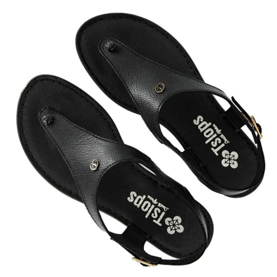 Slippers & Flats Tsonga | Tsonga Ovaroli Thong Sandals Black Cayak