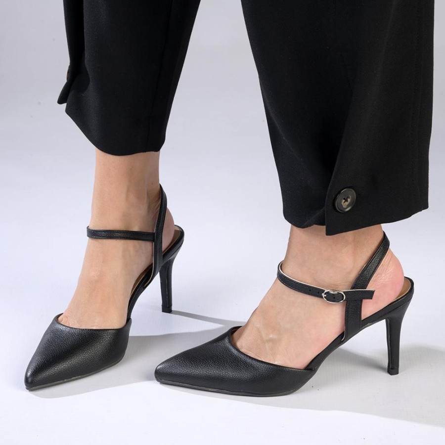 Heels Madison Heart of New York | Madison Diana Slingback With Ankle Tie Black