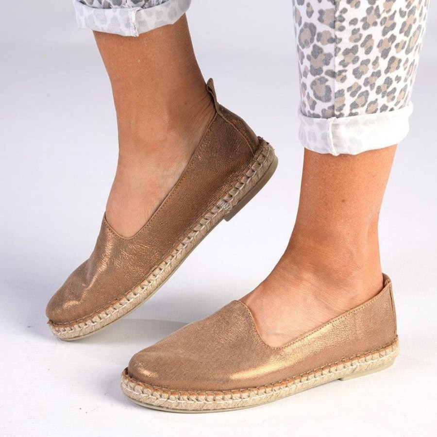 Slippers & Flats Tsonga | Tsonga Indzima Leather Espadrille Slip-On Beige Spirit