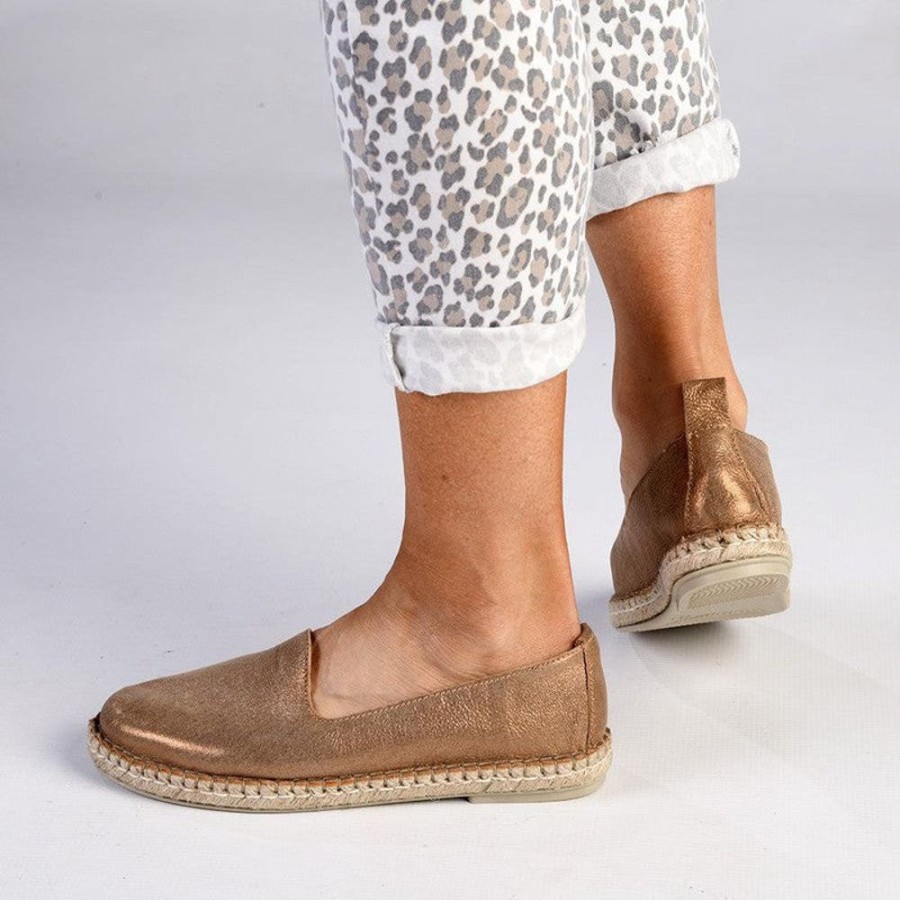 Slippers & Flats Tsonga | Tsonga Indzima Leather Espadrille Slip-On Beige Spirit