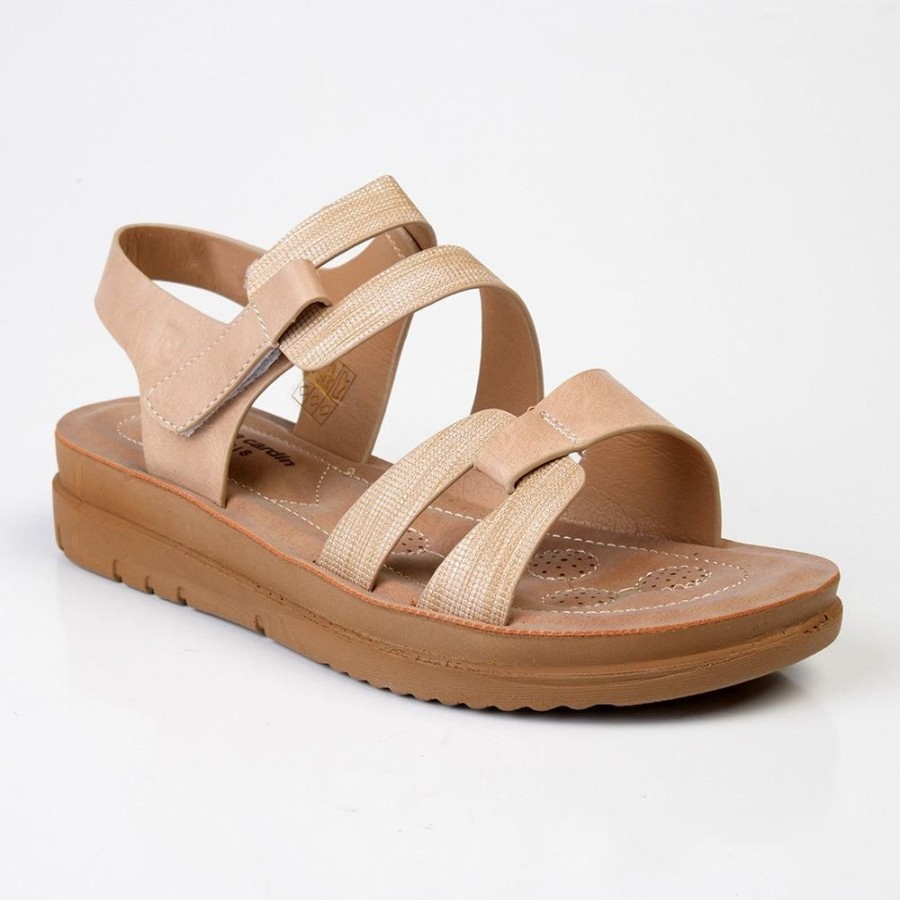 Sandals Pierre Cardin | Pierre Cardin Adette Velcro Strappy Sandal Beige