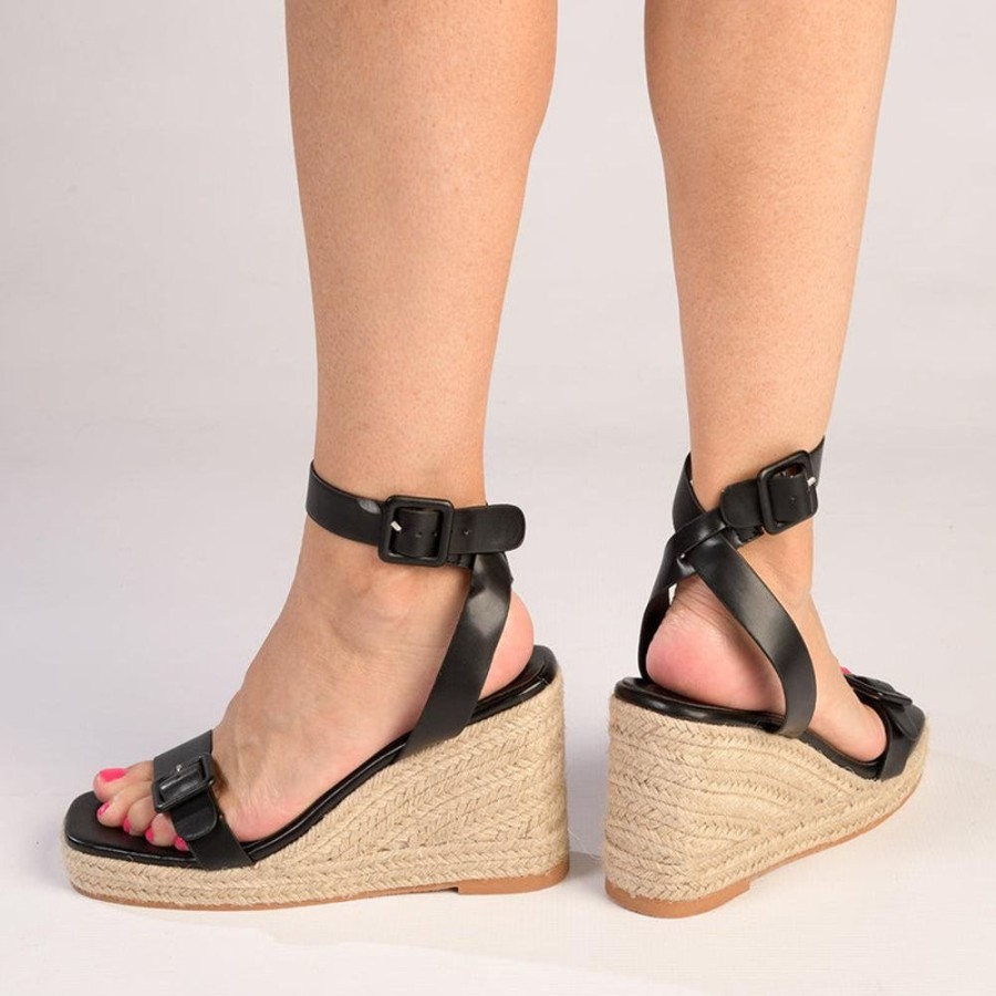 Sandals Madison Heart of New York | Madison Annabella Espadrille Wedge Black