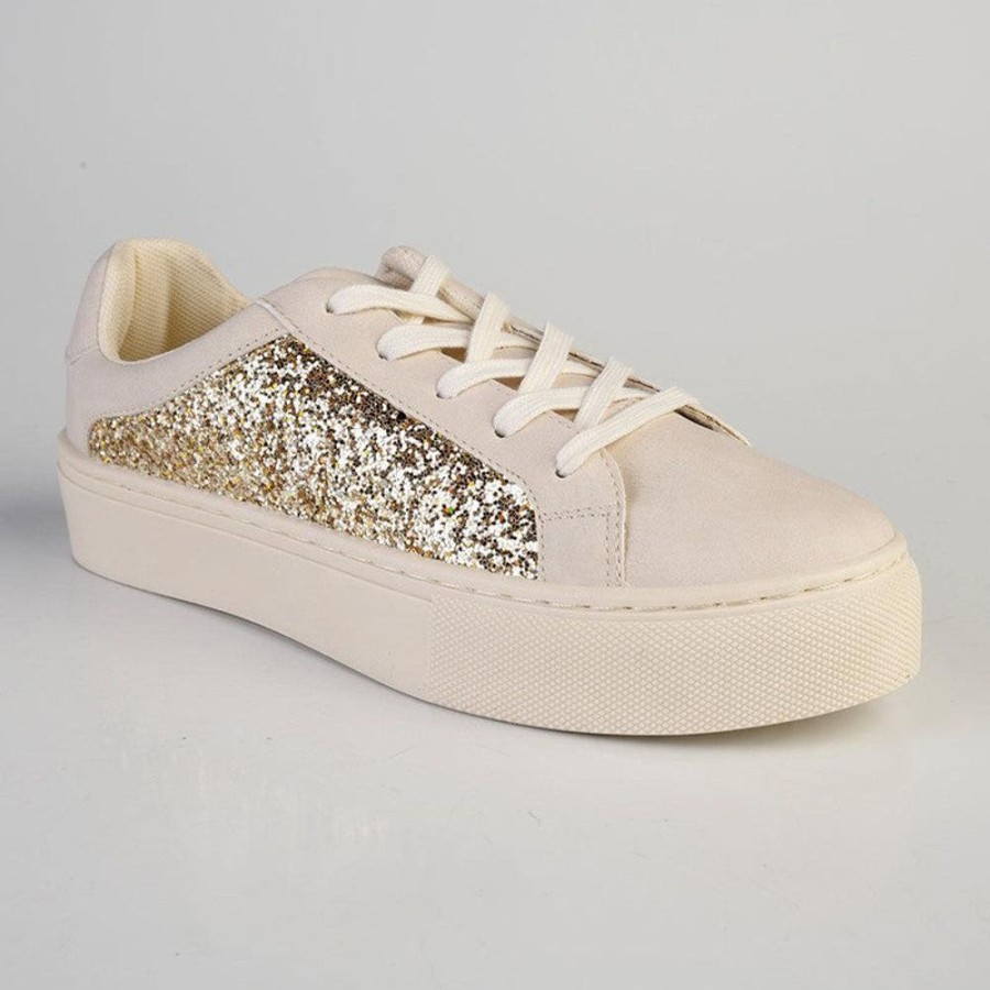 Sneakers Pierre Cardin | Pierre Cardin Lucie 1 Glitter Sneaker Beige Gold