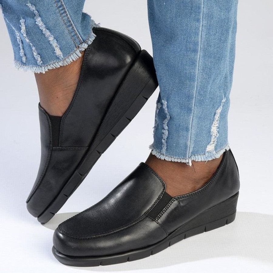 Brogues Hush Puppy | Hush Puppy Grecia Leather Closed Wedge Black