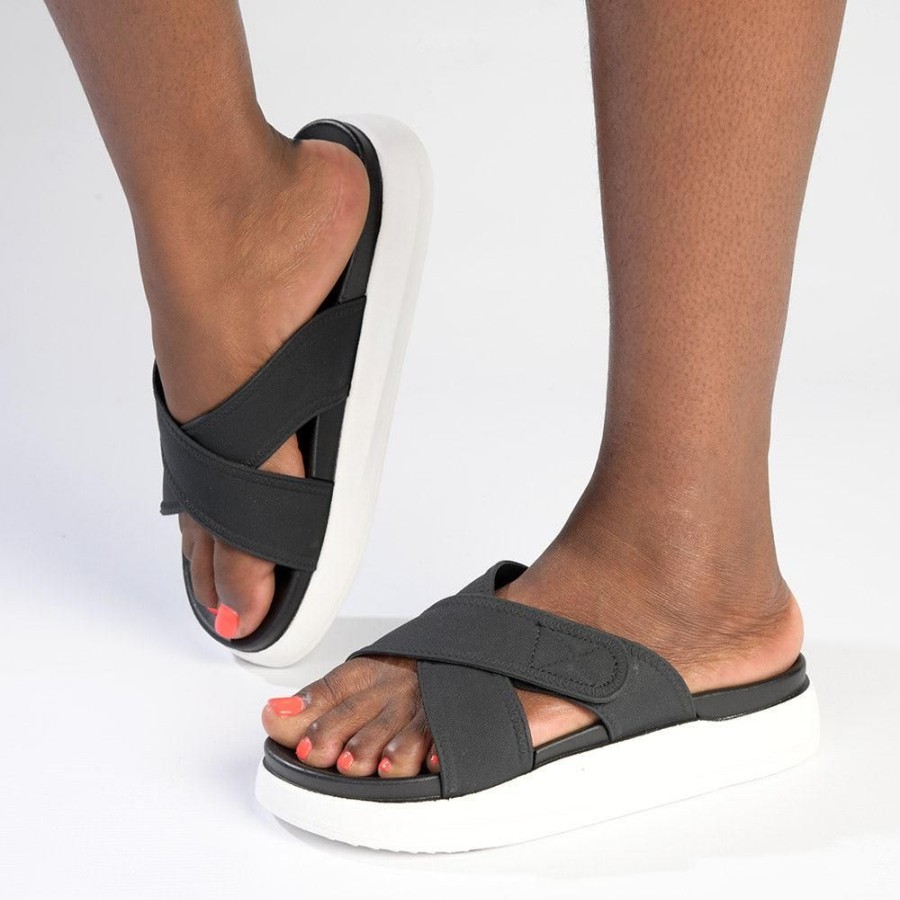 Slippers & Flats Alessio | Alessio Tari Cross Strap Comfort Sandal Black