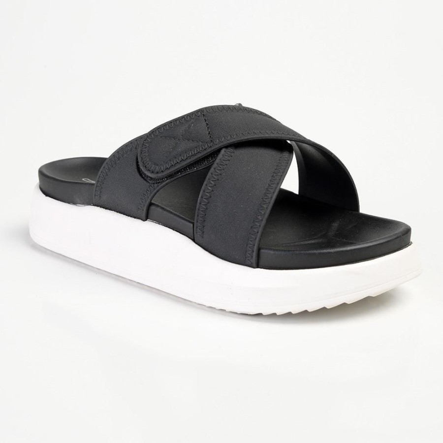 Slippers & Flats Alessio | Alessio Tari Cross Strap Comfort Sandal Black