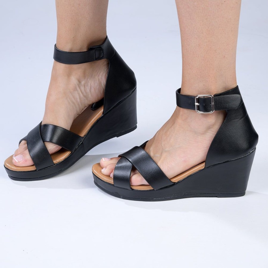 Wedges Franco Rossi | Franco Rossi Allison Closed Back Wedge Black