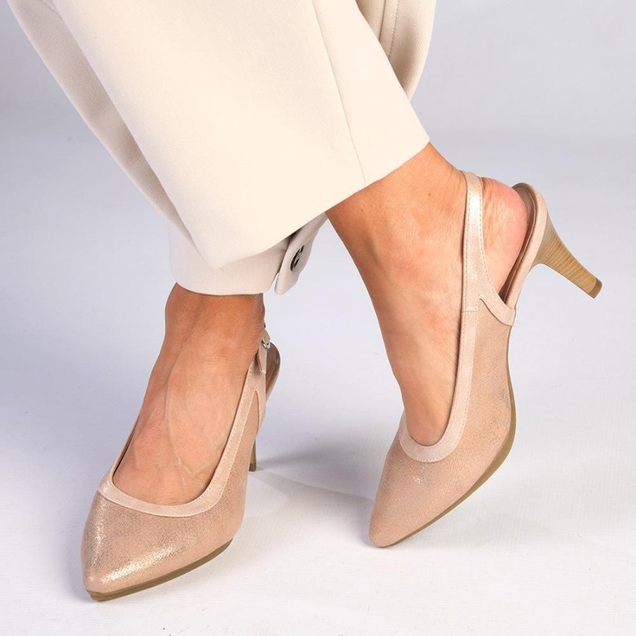 Heels Soft Style by Hush Puppy | Soft Style Hush Puppies Phoebe Crackle Court Heel Blush