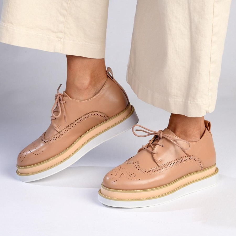 Brogues Madison Heart of New York | Madison Maya 2 Lace Up Brogues Nude