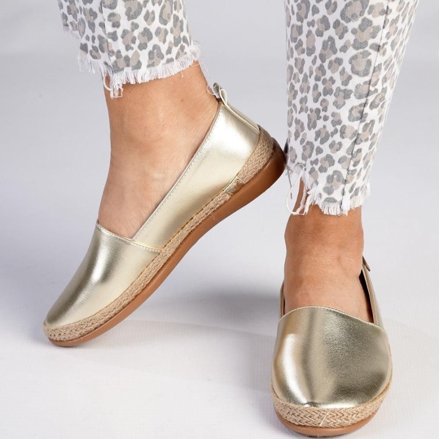 Slippers & Flats Pierre Cardin | Pierre Cardin St Tropez Espadrille Slip On Gold