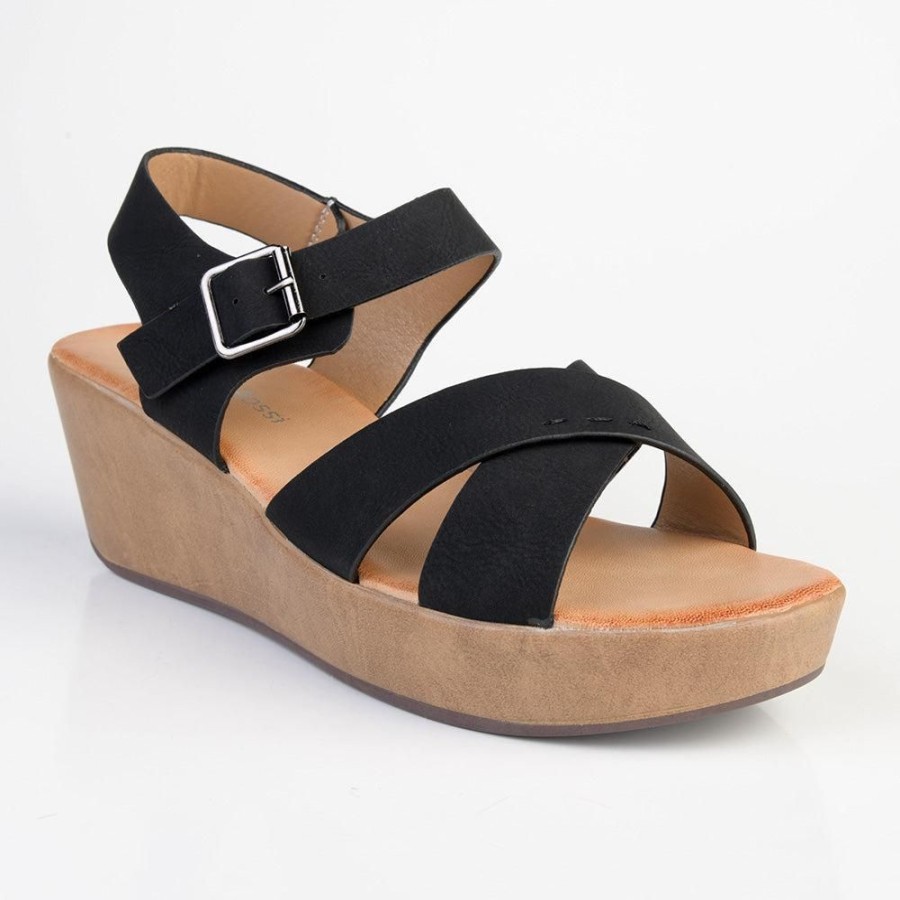 Sandals Alessio | Alessio Cross Strap Fashion Platform Black