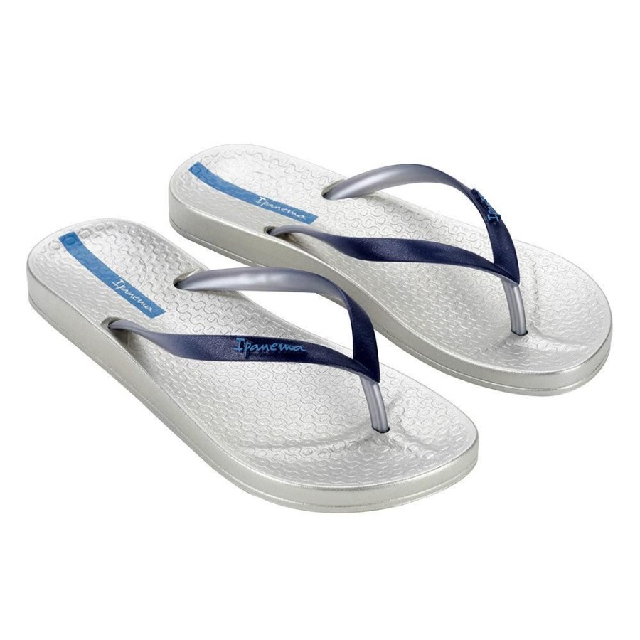 Slippers & Flats Ipanema | Ipanema Anatomica Slip On Sandal Silver/Blue