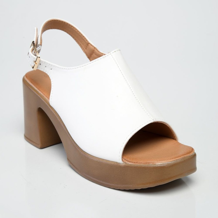 Heels Franco Rossi | Franco Rossi Anja Clog Ankle Buckle Sandal White