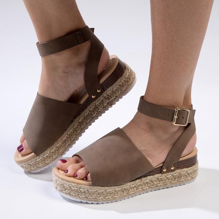 Espadrilles Madison Heart of New York | Madison Catherine Ankle Tie Espadrille Wedge Sandals Chocolate