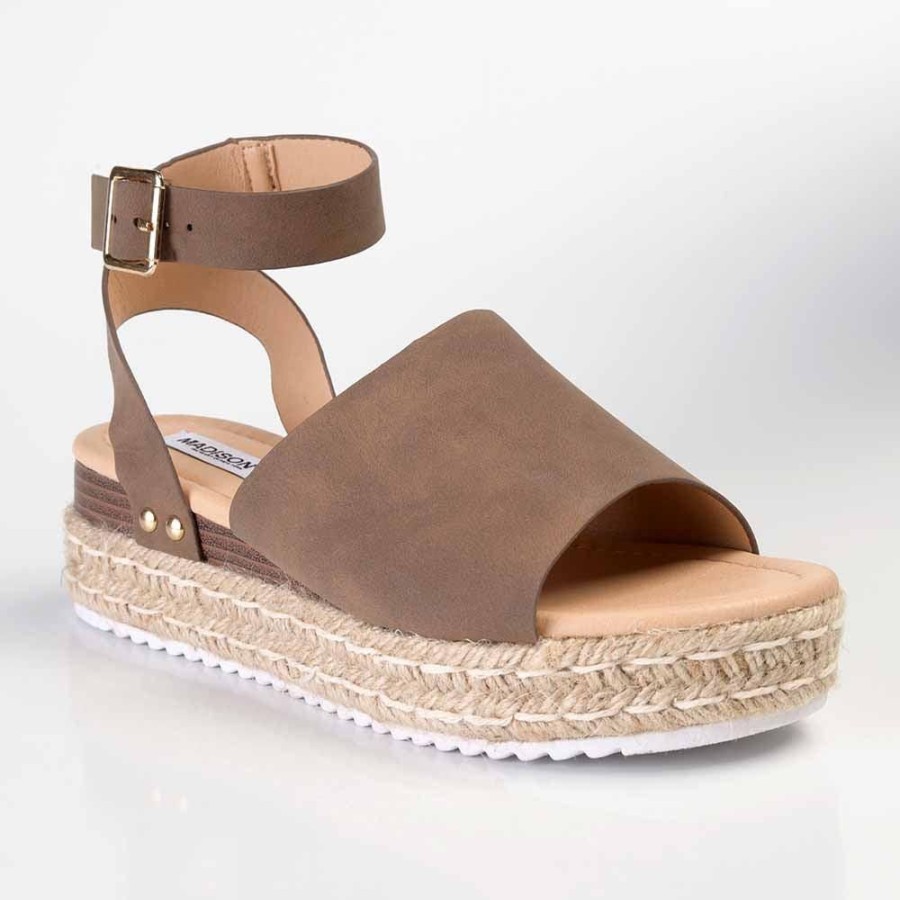 Espadrilles Madison Heart of New York | Madison Catherine Ankle Tie Espadrille Wedge Sandals Chocolate