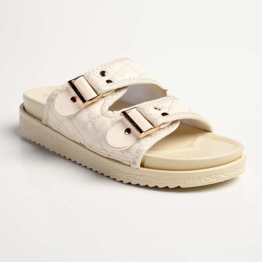 Slippers & Flats Madison Heart of New York | Madison Marisa Double Strap Sandals Nude