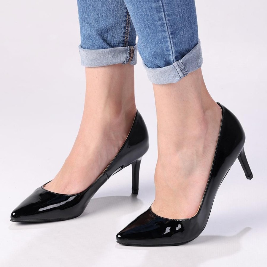 Heels Madison Heart of New York | Madison Penny 3 Patent Court Heels Black