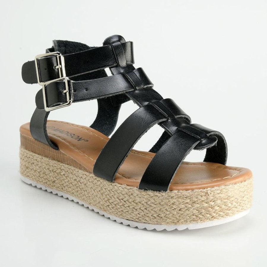 Sandals Madison Heart of New York | Madison Jade High Gladiator Wedge Black