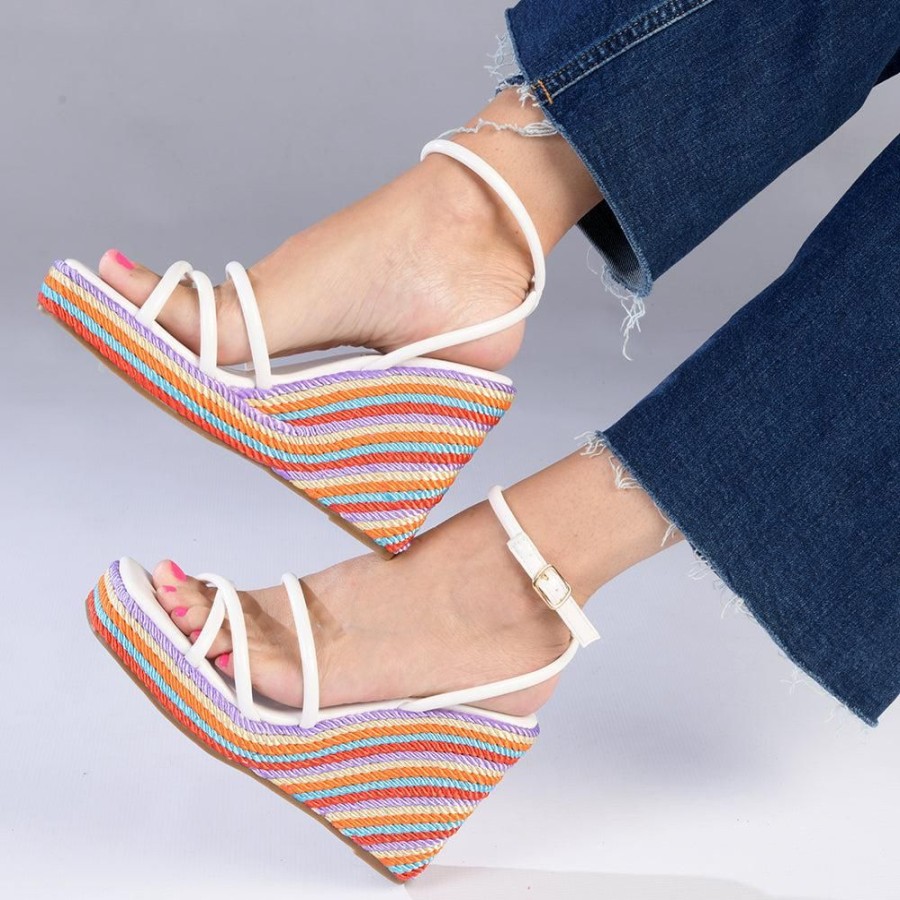 Wedges Madison Heart of New York | Madison Azalia Rope Wedge Sandal White