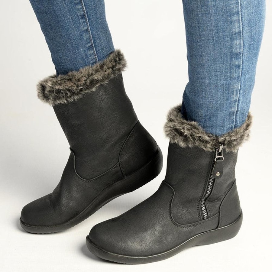 Boots Soft Style by Hush Puppy | Soft Style By Hush Puppy Yukari Fur Collar Boot Black