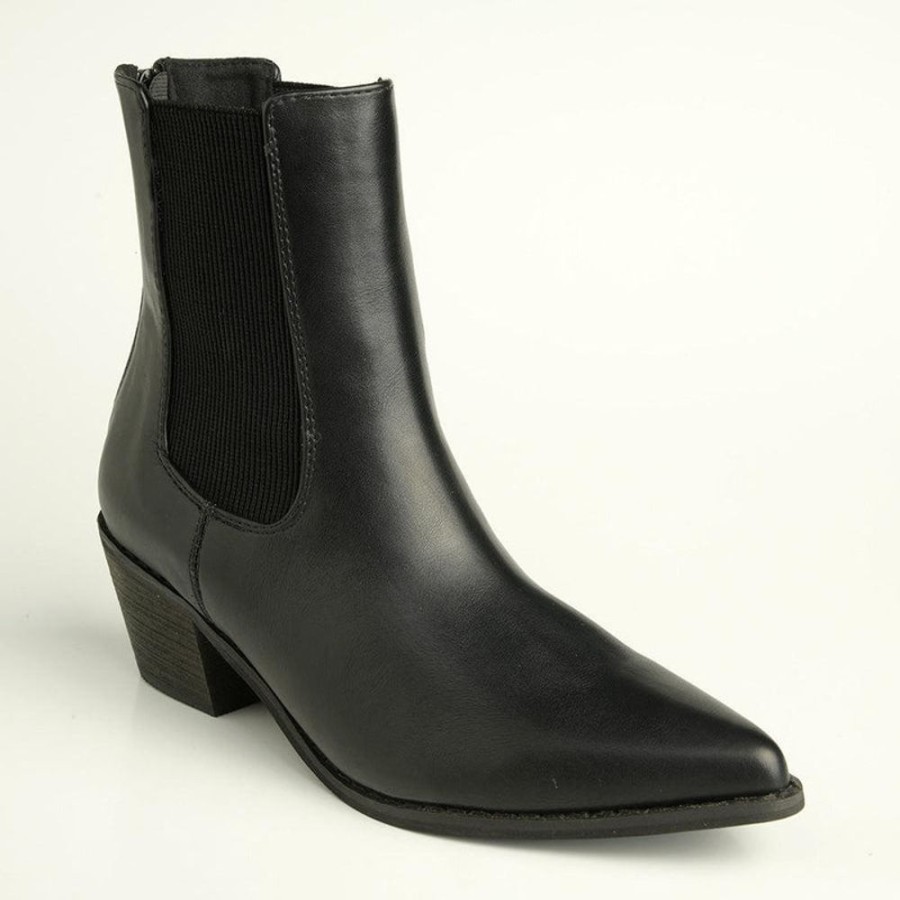 Boots Madison Heart of New York | Madison Bekki Back Zip Block Heel Boot Black