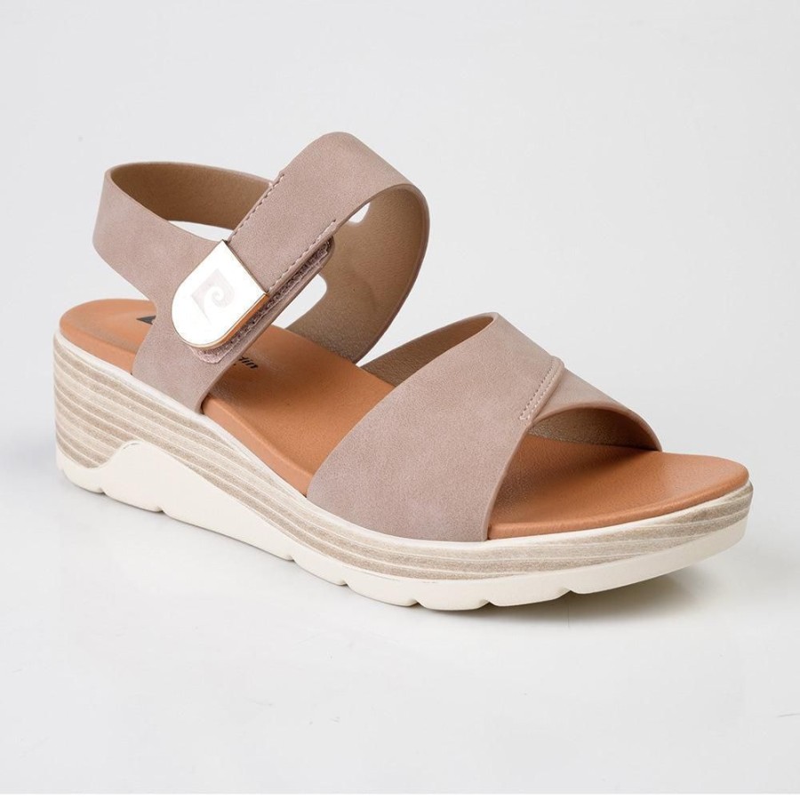 Sandals Pierre Cardin | Pierre Cardin Natalia Fashion Wedge Sandals Nude