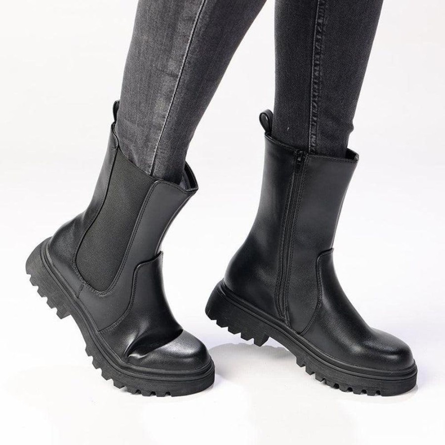 Boots Madison Heart of New York | Madison Stacy Chunky Gusset Boot Black