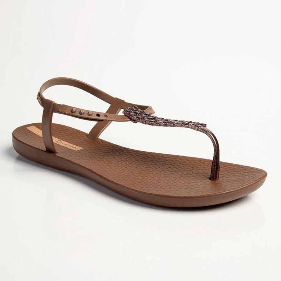 Slippers & Flats Ipanema | Ipanema Reba Glam Thong Sling Back Sandals Brown/Bronze