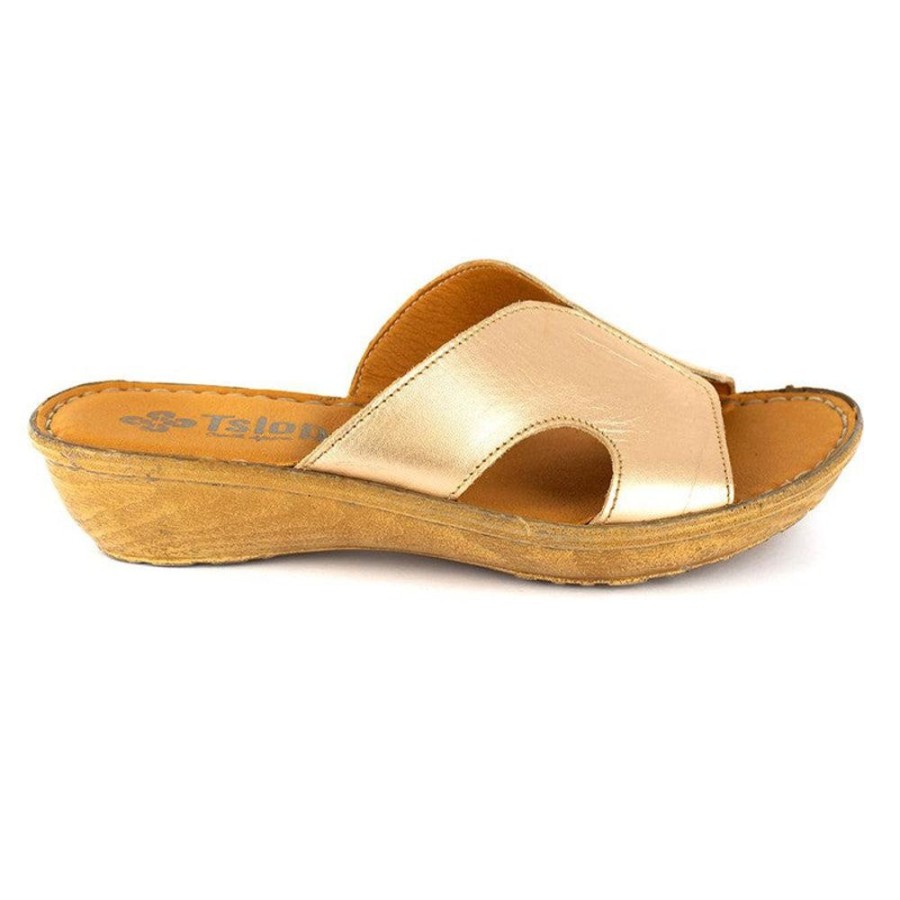 Wedges Tsonga | Tsonga Isibani Slip-On Wedge Gold Nappa Prime