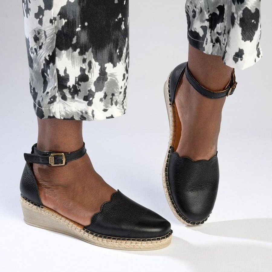 Espadrilles Tsonga | Tsonga Inkantolo Espadrille Wedge Black Vintage