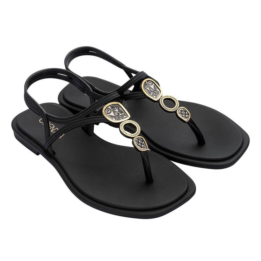 Slippers & Flats Grendha | Grendha Talulla Ladies Thong Sandals Black