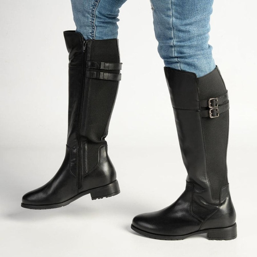 Boots Hush Puppy | Hush Puppy Leather Arla Rider Boot Black