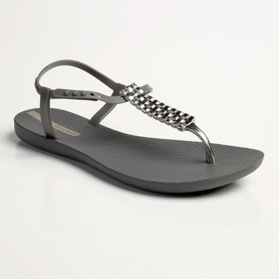 Slippers & Flats Ipanema | Ipanema Reba Glam Thong Sling Back Sandals Grey