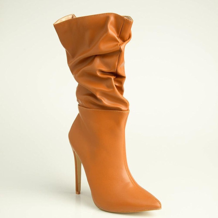 Boots Madison Heart of New York | Madison Kessa Rouched Stiletto Boot Tan