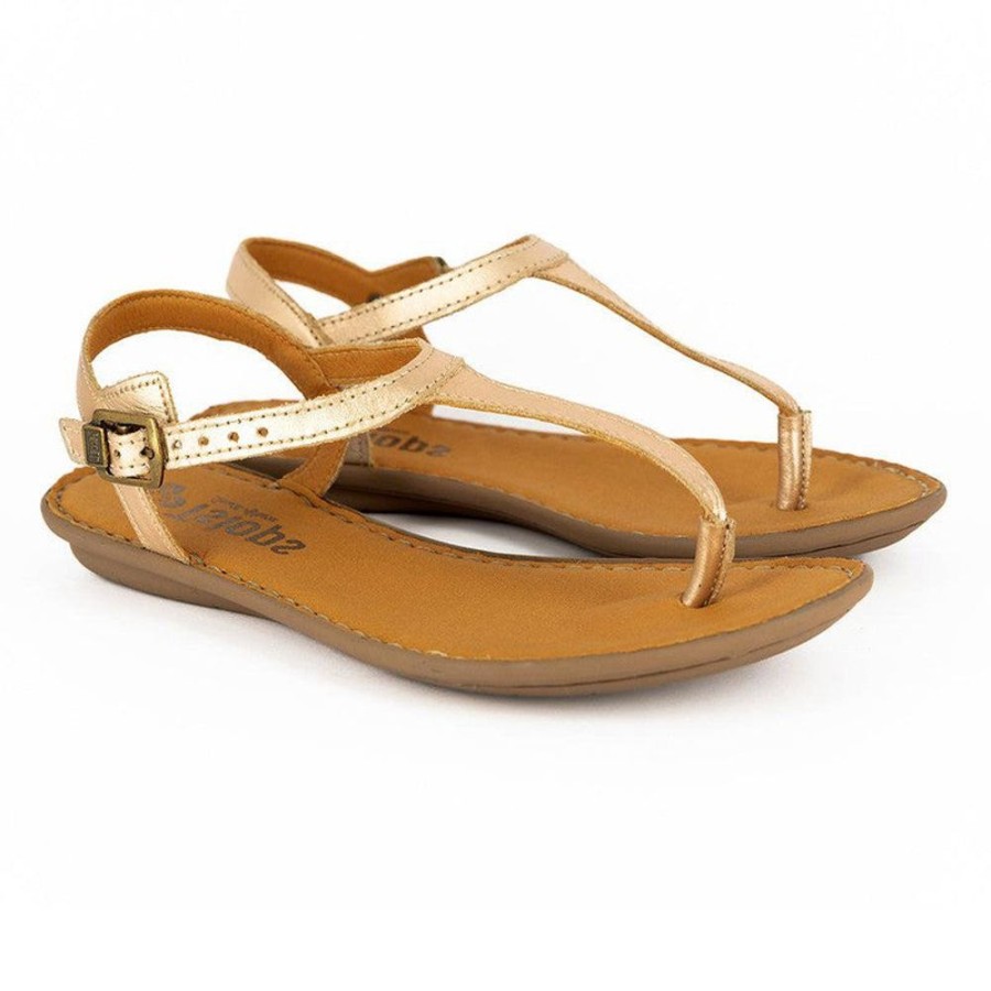 Sandals Tsonga | Tsonga Khuthaza T-Bar Sandals Gold Nappa Prime