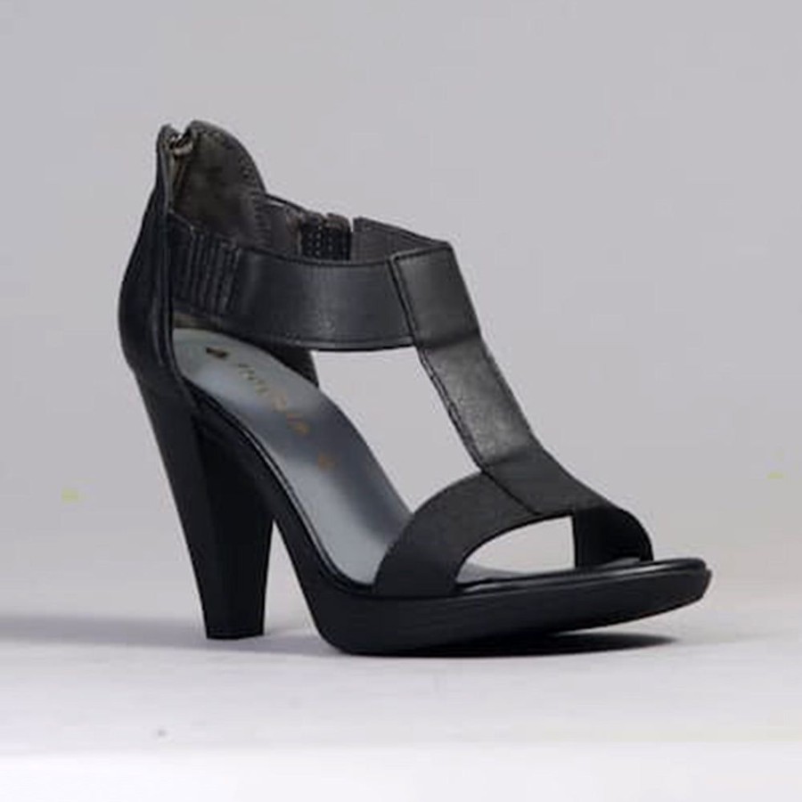 Heels Froggie | Froggie Mia 2 Leather Ankle Strap Heel Black