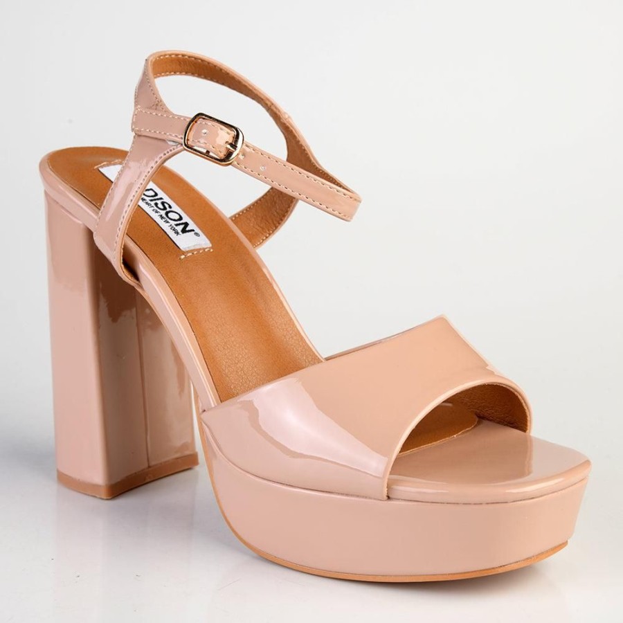 Sandals Madison Heart of New York | Madison Aubrey Block Heel Sandal Nude