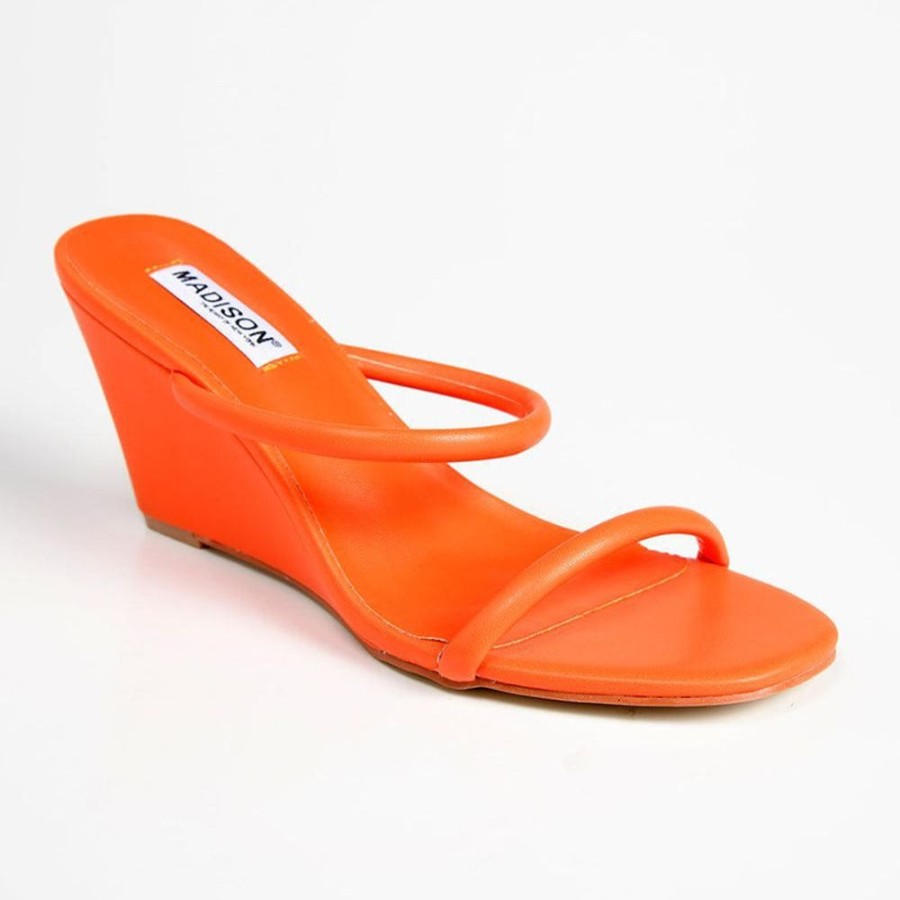 Wedges Madison Heart of New York | Madison Alora Strapped Wedge Orange