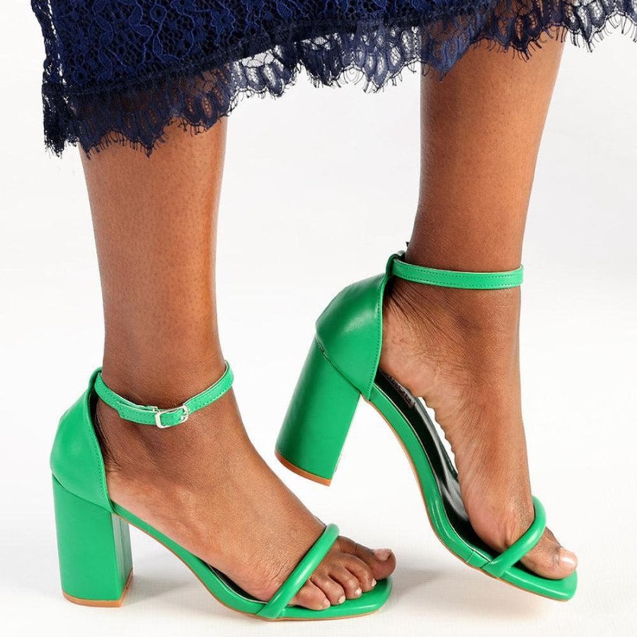 Sandals Madison Heart of New York | Madison Adriana Block Heel Sandals Green