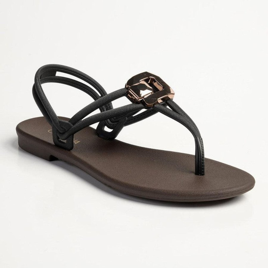 Slippers & Flats Grendha | Grendha Tully Slingback Thong Sandals Black