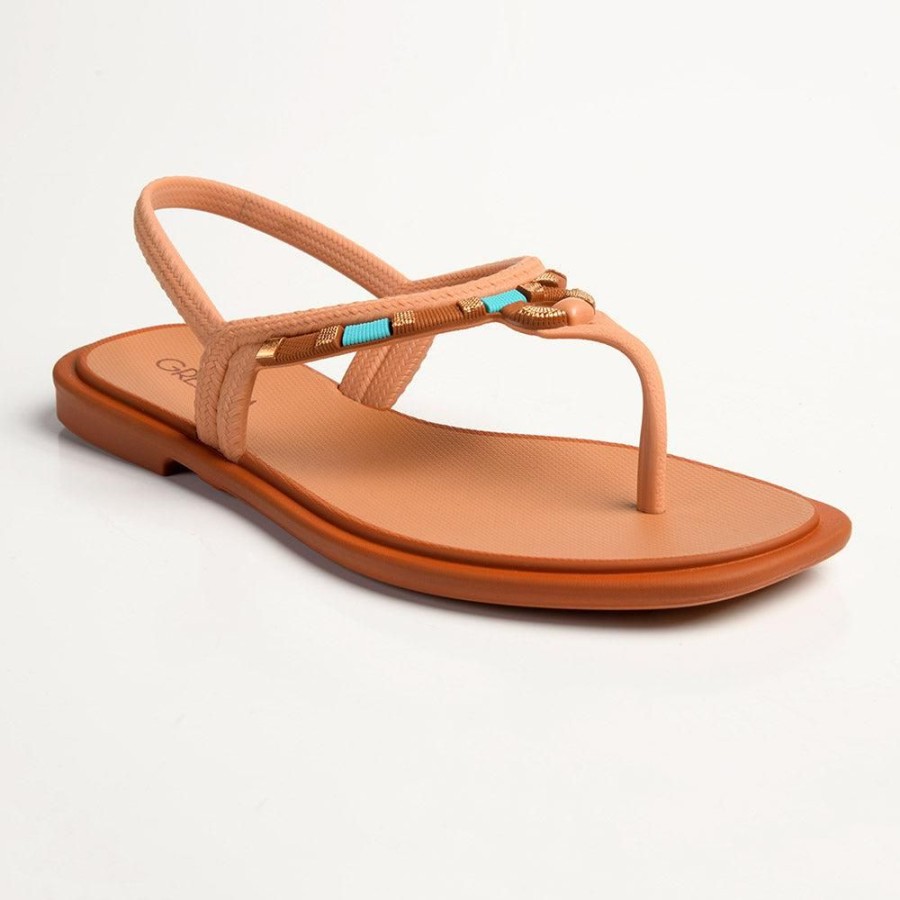 Slippers & Flats Grendha | Grendha Navya Slingback Thong Sandals Bronze/Blue