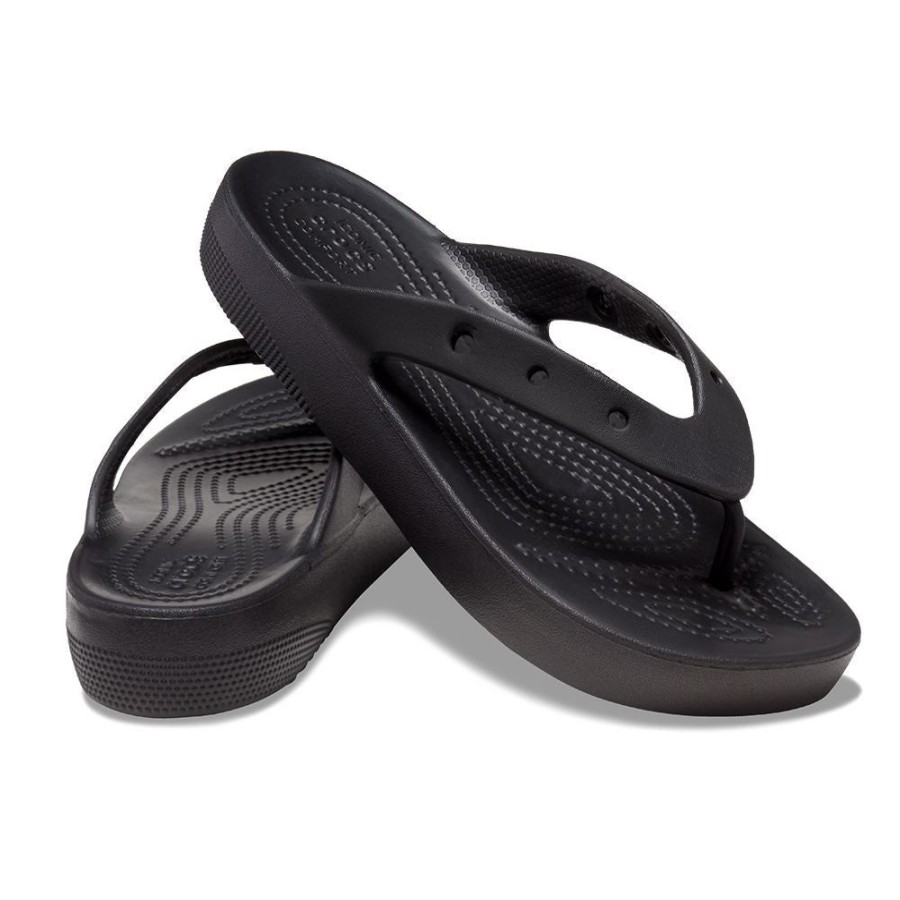 Sandals Crocs | Crocs Classic Thong Slip On Platform Sandal Black