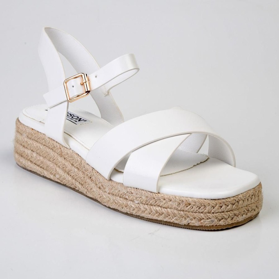 Wedges Madison Heart of New York | Madison Cassandra Cross Over Espadrille Sandal Off White